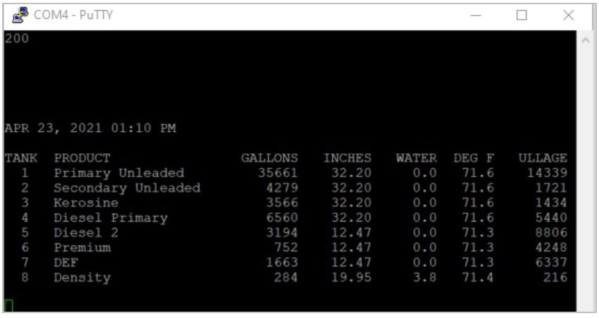 Inventory report - COM4 PuTTY